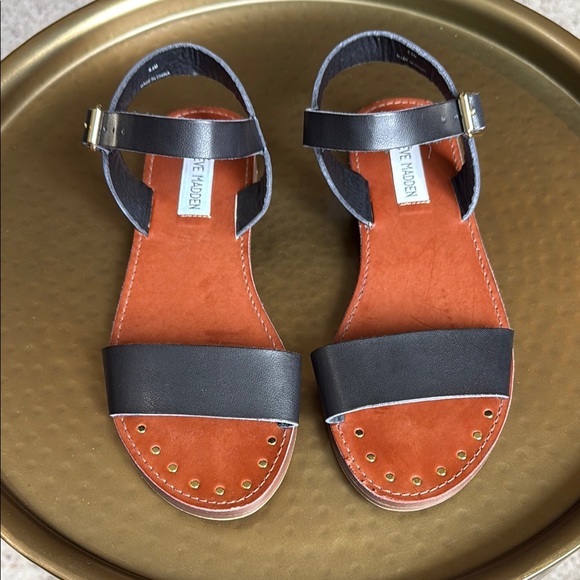 Steve Madden Rivvals Black Leather Sandals - Picture 1 of 9